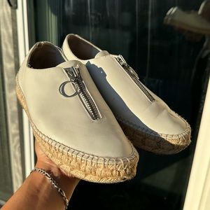 ALEXANDER WANG Leather Sneakers Zipped Espadrille Platform Size 39, US 8 womens